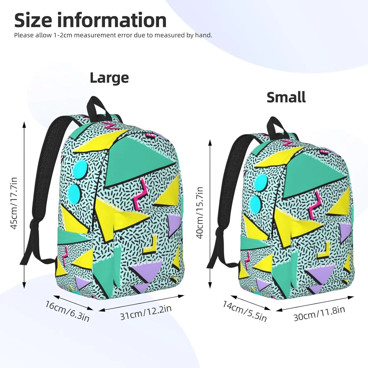 Retro 80s 90s 80'S 90'S Fashion Backpack for Girls Boys Women Lightweight Canvas Bookbag Casual Daypack for Travel Outdoor Camping, 15 Inches
