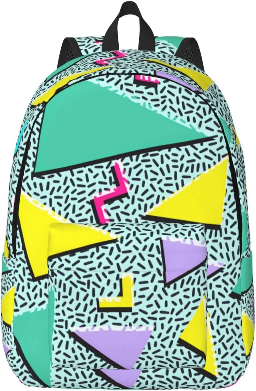 Retro 80s 90s 80'S 90'S Fashion Backpack for Girls Boys Women Lightweight Canvas Bookbag Casual Daypack for Travel Outdoor Camping, 15 Inches