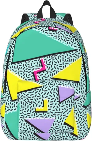 Retro 80s 90s 80'S 90'S Fashion Backpack for Girls Boys Women Lightweight Canvas Bookbag Casual Daypack for Travel Outdoor Camping, 15 Inches