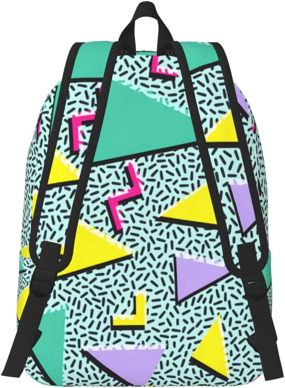 Retro 80s 90s 80'S 90'S Fashion Backpack for Girls Boys Women Lightweight Canvas Bookbag Casual Daypack for Travel Outdoor Camping, 15 Inches