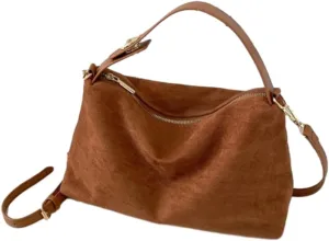 Retro Crescent Hobo Bags for Women Suede Crossbody Purse Slouchy Messenger Bag Satchel Handbag Top Handle Tote Bag Cloud Bag