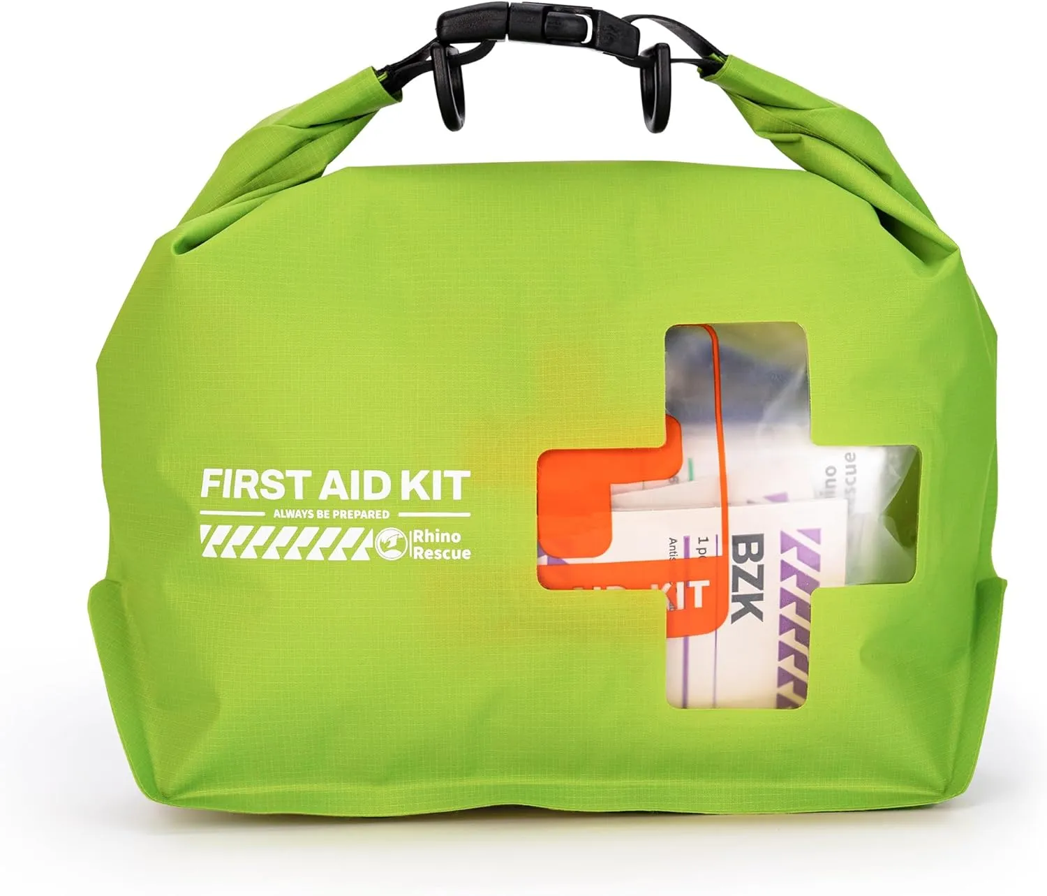 RHINO RESCUE Waterproof First Aid Kit, Lightweight Boat Dry Bag, Emergency Survival Supplies for Outdoor Kayak Floating Swimming & Camping FSA HSA Eligible (Green)