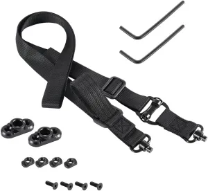 Rifle Sling - 2 Point Quick Adjust with QD Swivels, Gun Sling Strap with Fast Adjust Loop, 2 PCS QD Mount for Mlok