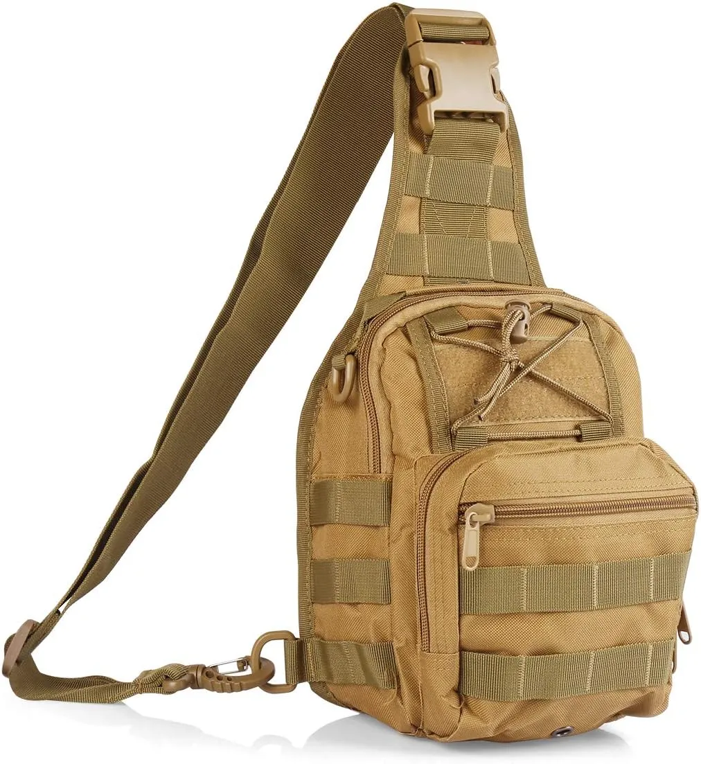 ROARING FIRE Tactical Single Shoulder Bag, Crossbody Military Backpack, Molle Assault Sling Backpack for EDC, Camping, Hiking, Trekking, Cycling, and Outdoor Sports