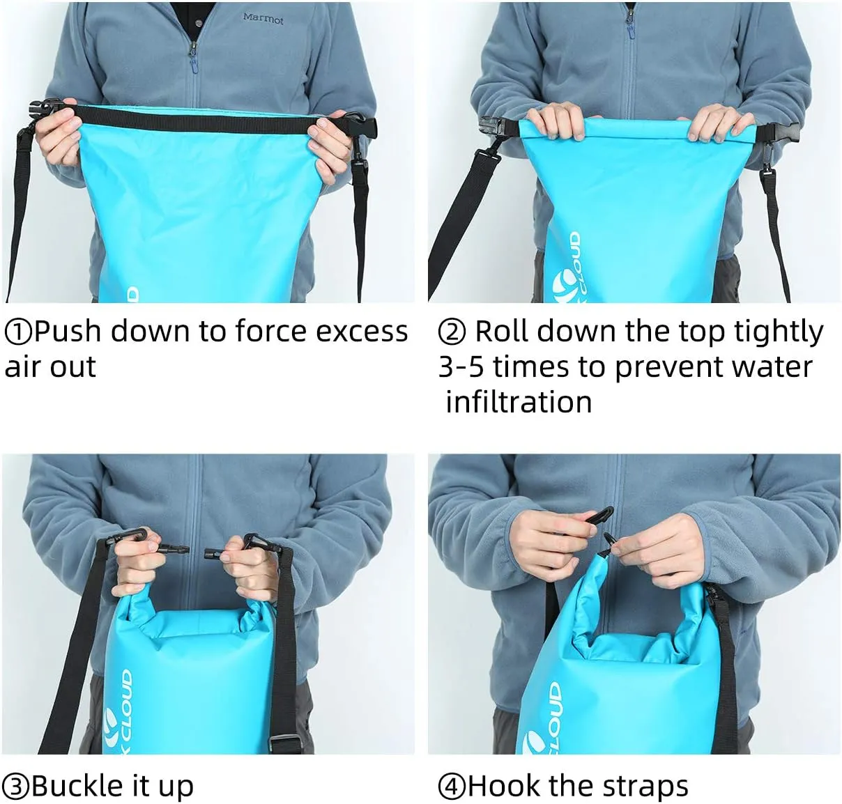 ROCK CLOUD Dry Bag Waterproof 5L Dry Sack for Kayaking Rafting Boating Beach Surfing Swimming Canoe Camping Hiking Fishing Ski, Black