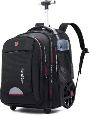 Rolling Backpack 22 Inch Backpack with Wheels for Business, College Student and Travel Commuter, Waterproof Wheeled Backpack (Black)