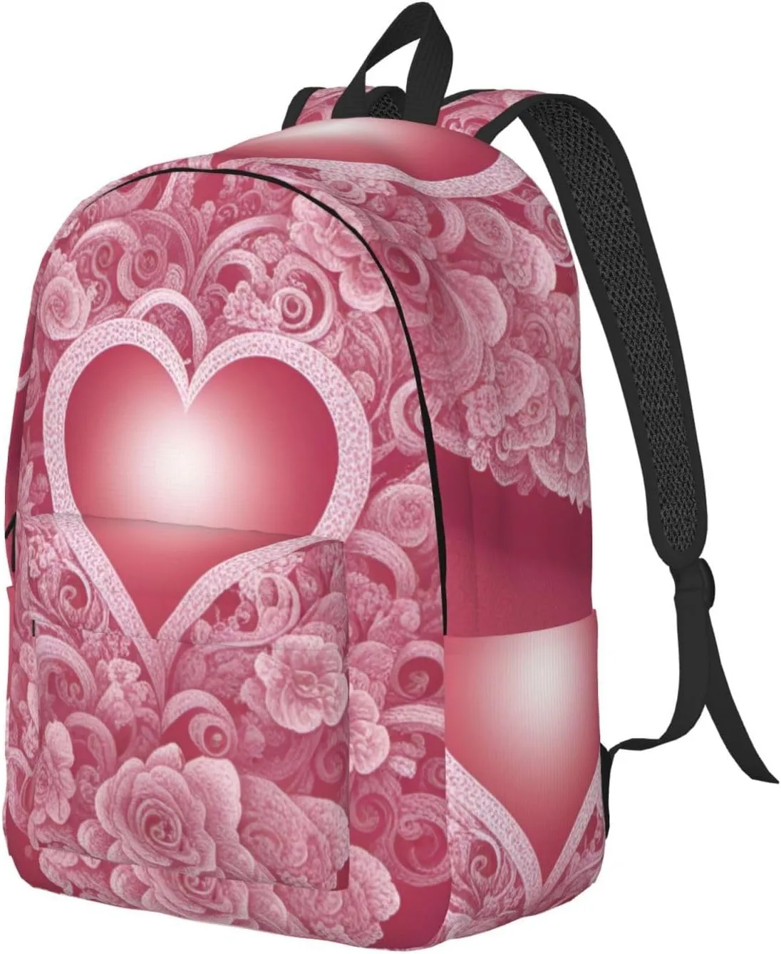 Romantic Heart print Canvas Fashion Backpack Casual Bag, Lightweight Travel Backpack, duffel Bag