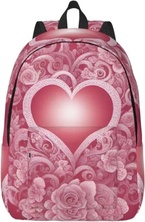 Romantic Heart print Canvas Fashion Backpack Casual Bag, Lightweight Travel Backpack, duffel Bag