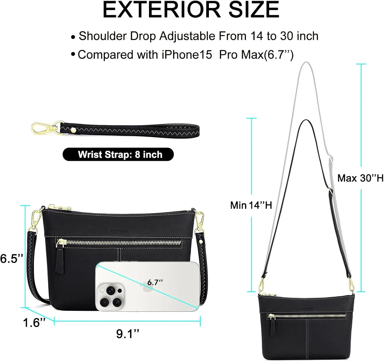 RONSIN Crossbody Bag for Women Cell Phone Purse Bucket Bag Shoulder Bag with Multi Zipper Pockets