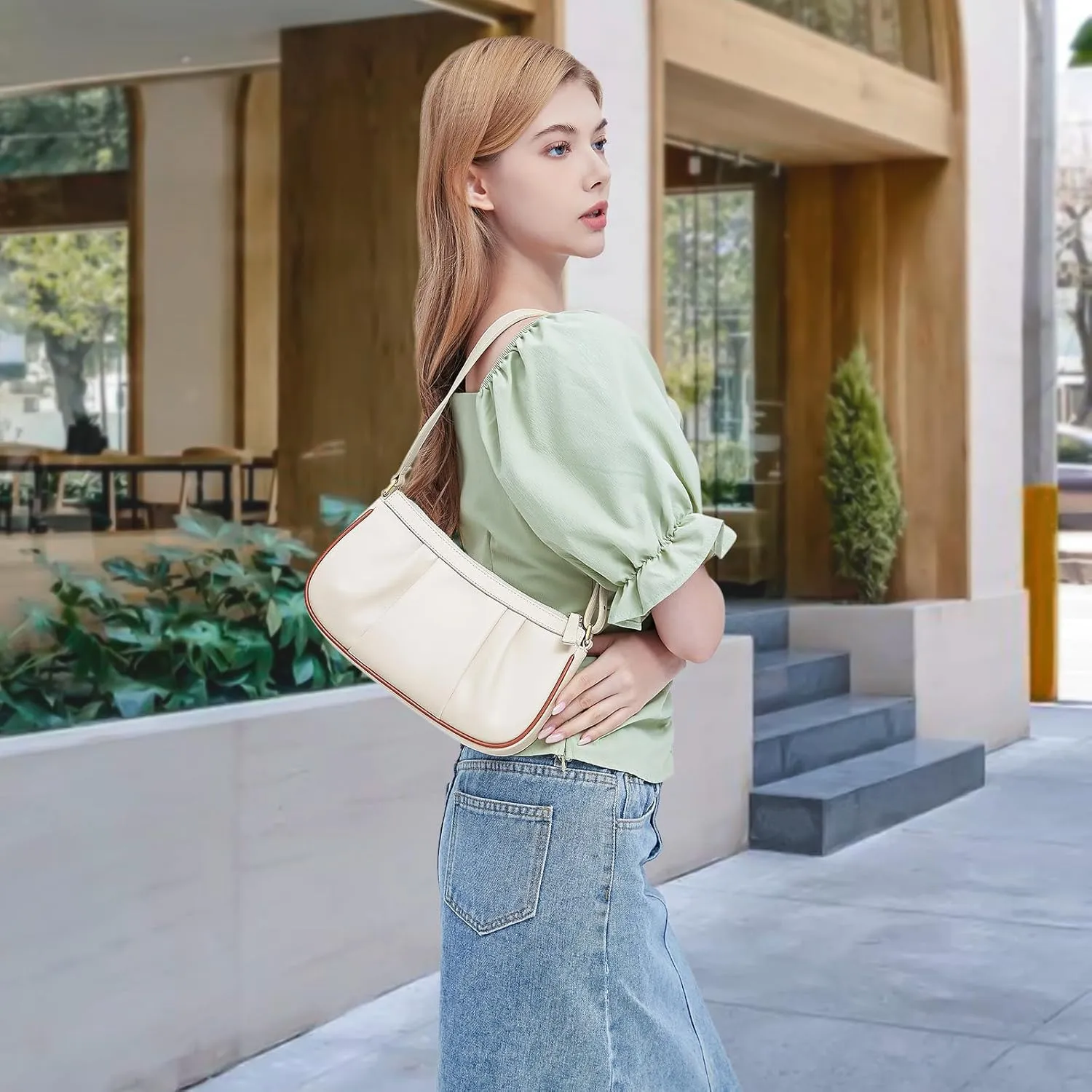 RONSIN Small Shoulder Bag for Women Mini Clutch Purse Tote Handbag Zipper Closure Crossbody Hobo Purse
