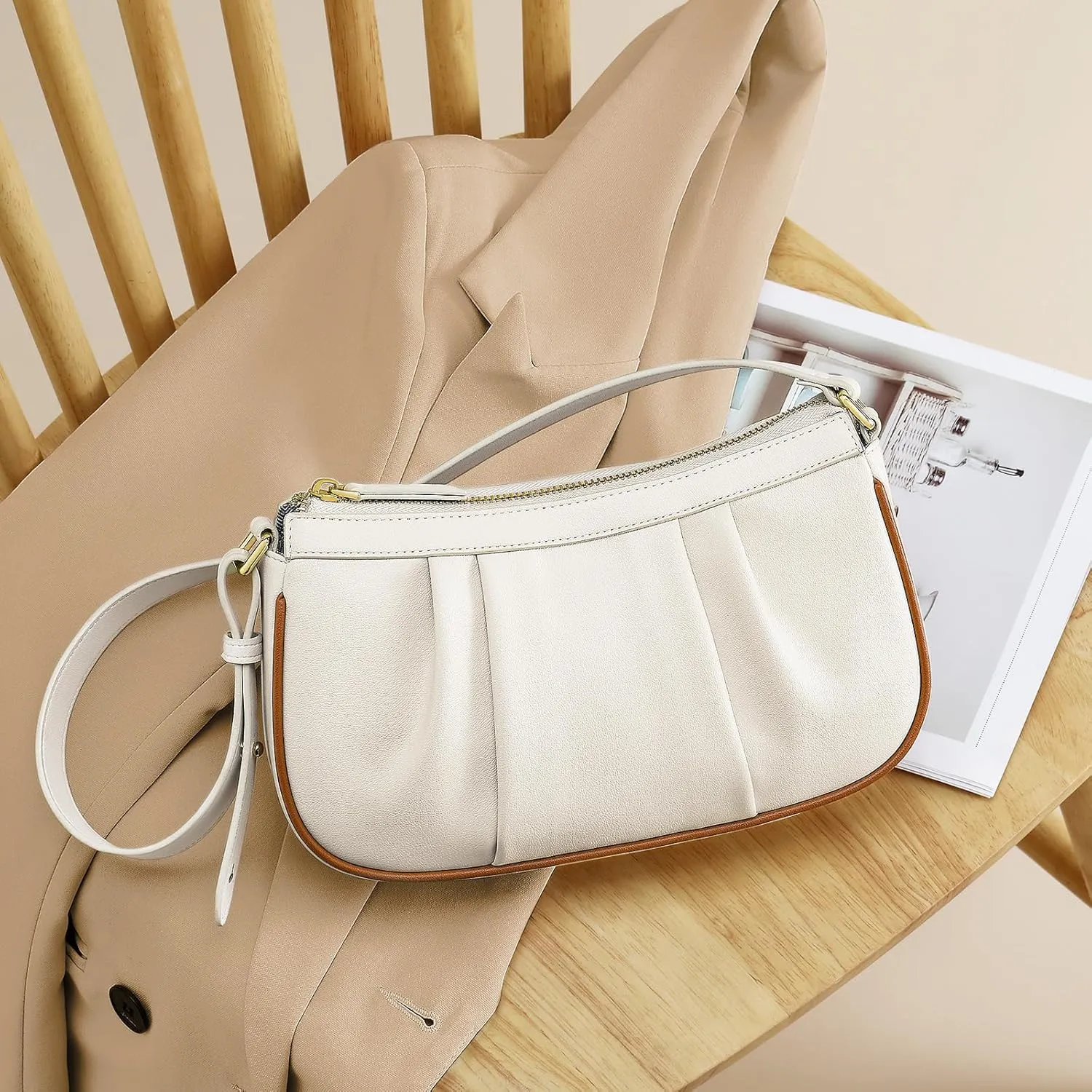 RONSIN Small Shoulder Bag for Women Mini Clutch Purse Tote Handbag Zipper Closure Crossbody Hobo Purse
