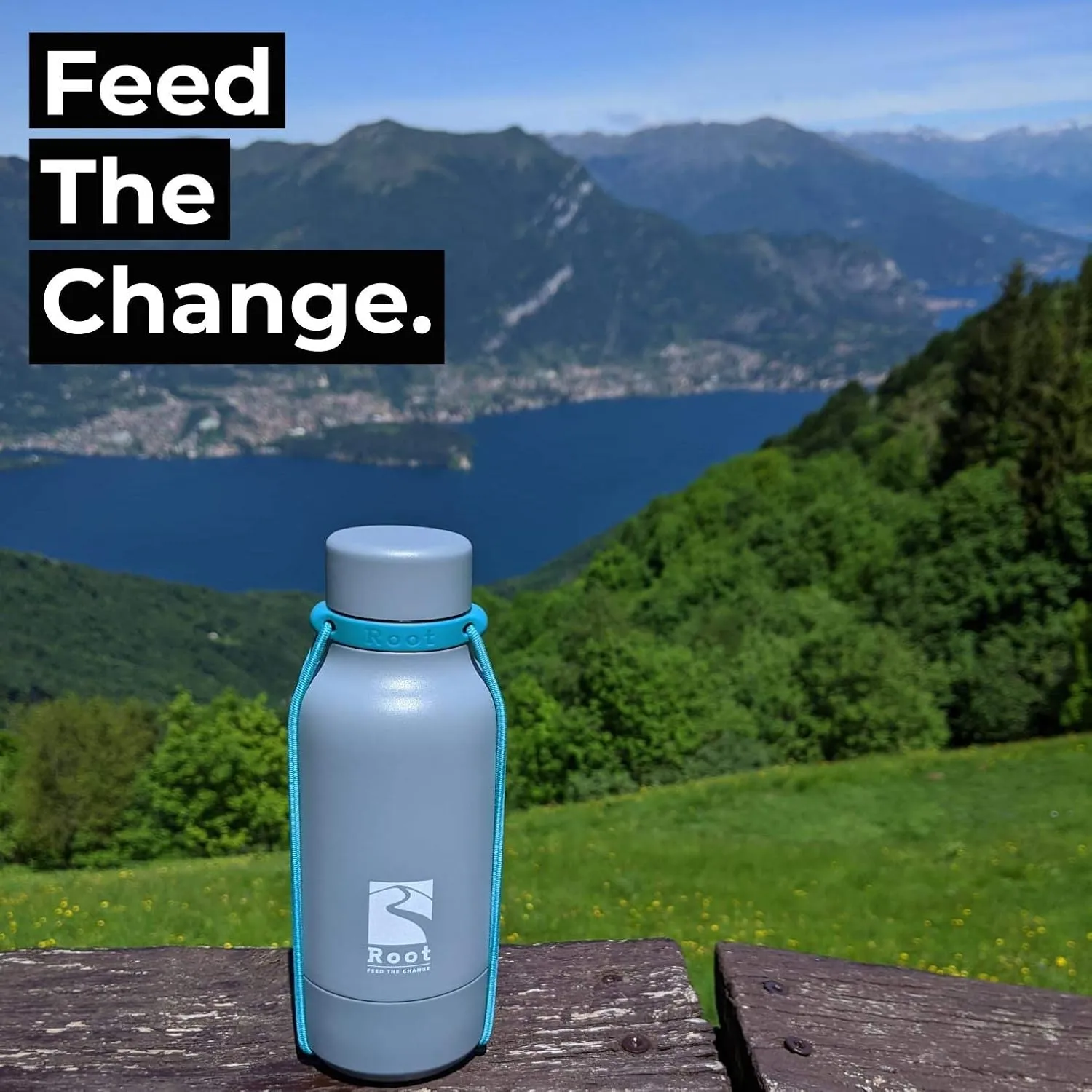 Root FTC Bottle Thermal Flask Stainless Steel Double Wall, Anti Drop Cap, Shockproof Bottom, Bungee Cords, 530 ml, 700 ml and 940 ml - Hot (20h) / Cold (24h)