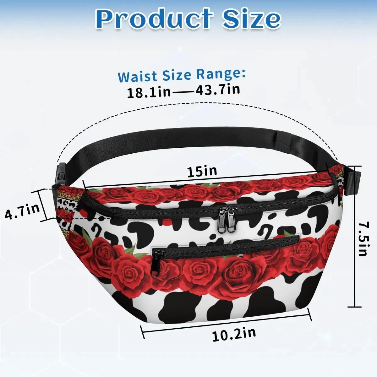 Rose Animal Fur Sling Bag Crossbody Backpack Chest Daypack for Women Sport Travel Hiking Casual Bag Multipurpose Waist Pack With Zipper Closure Adjustable Strap Shoulder Bag