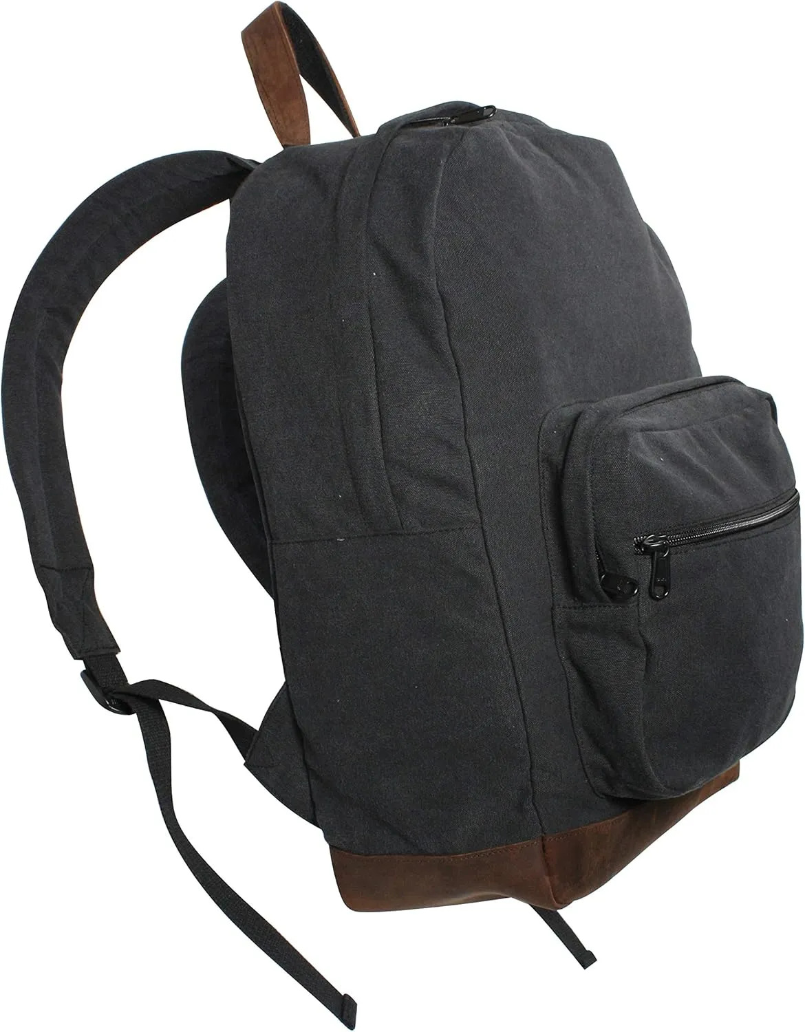 Rothco Vintage Canvas Teardrop Backpack With Leather Accents (Black/Brown)
