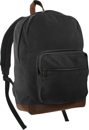 Rothco Vintage Canvas Teardrop Backpack With Leather Accents (Black/Brown)