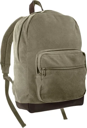 Rothco Vintage Canvas Teardrop Backpack With Leather Accents (Olive Drab)