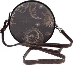 Round Faux Leather Crossbody Shoulder Sling Bag for Women
