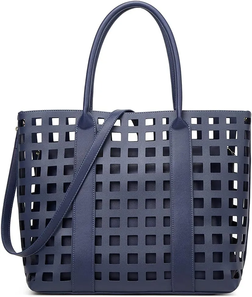 ROUROU Top Handle Satchel for Women Hollow Texture Shoulder Bag Large Capacity Handbag Fashion Crossbody Bag Purse Set 2pcs