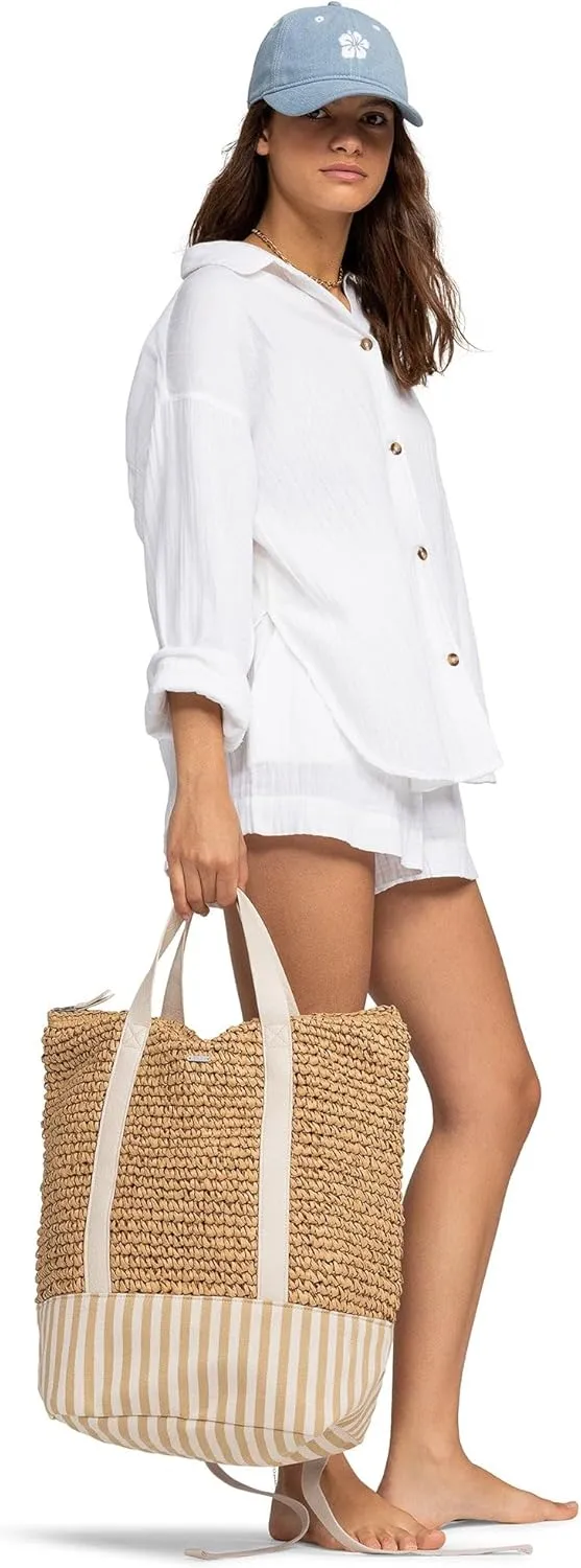 Roxy Women's Beach Tote Bag | Travel | Vacation | Straw | Lightweight | Breathable