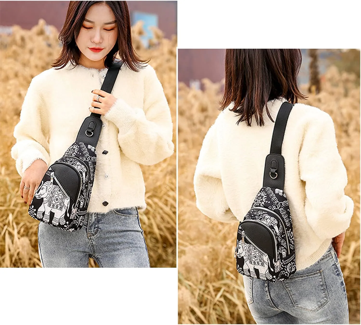RTGGSEL Boho Trendy Ethnic Women's Waterproof Sling Backpack Crossbody Shoulder Chest Bag for Travel Hiking Daypack