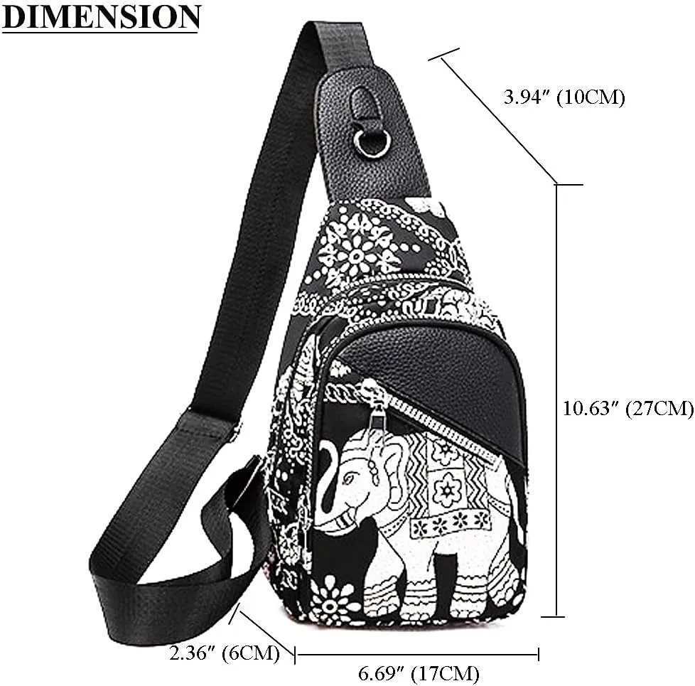 RTGGSEL Boho Trendy Ethnic Women's Waterproof Sling Backpack Crossbody Shoulder Chest Bag for Travel Hiking Daypack