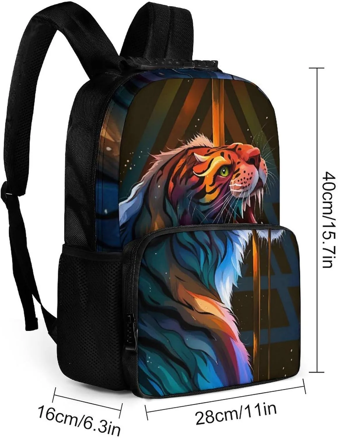 Rucksacks Multipurpose Anti-Theft Big Capacity Bookbag - Angry Tiger Rainbow Animal Magic Art Travel Hiking & Camping Rucksack With Padded Straps