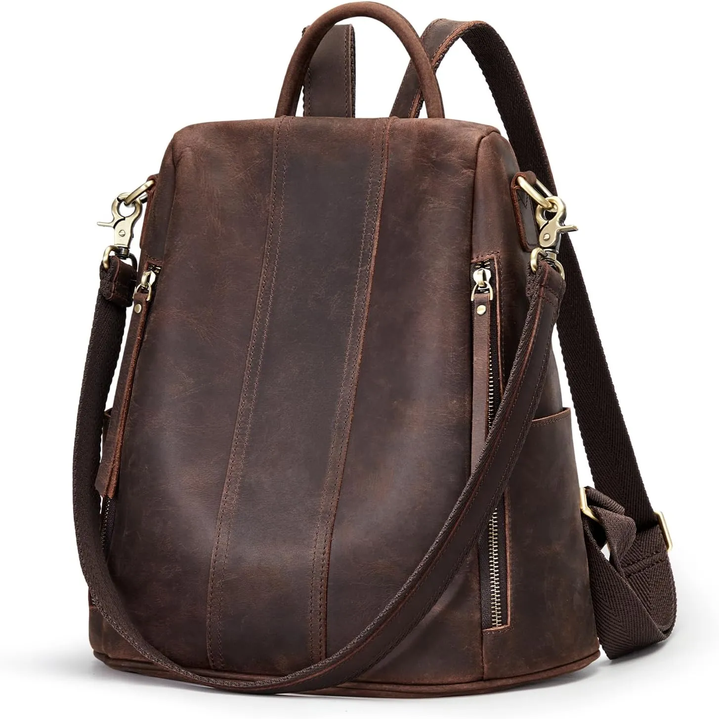 S-ZONE Leather Backpack Purses for Women Antitheft Rucksack Shoulder Bag Medium