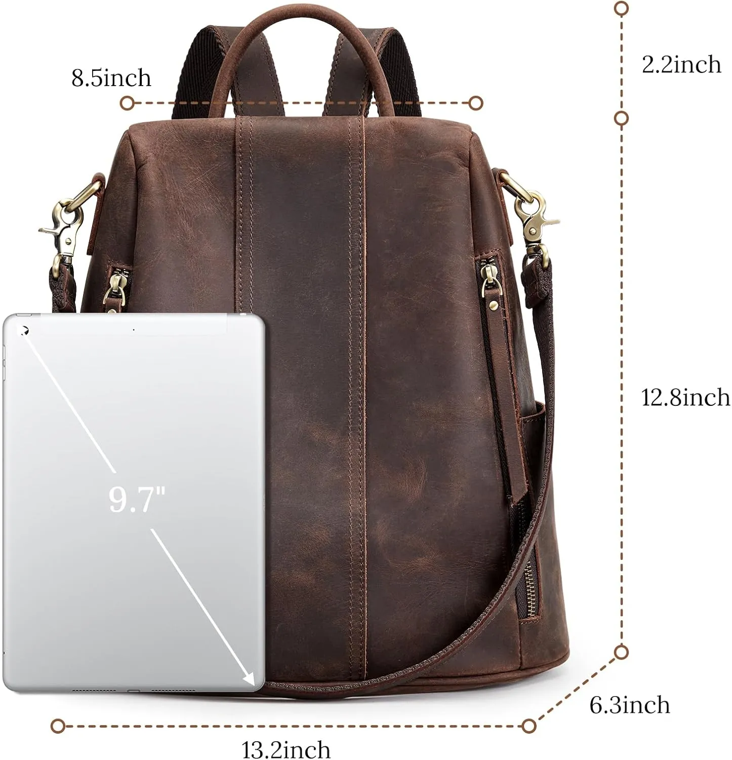 S-ZONE Leather Backpack Purses for Women Antitheft Rucksack Shoulder Bag Medium