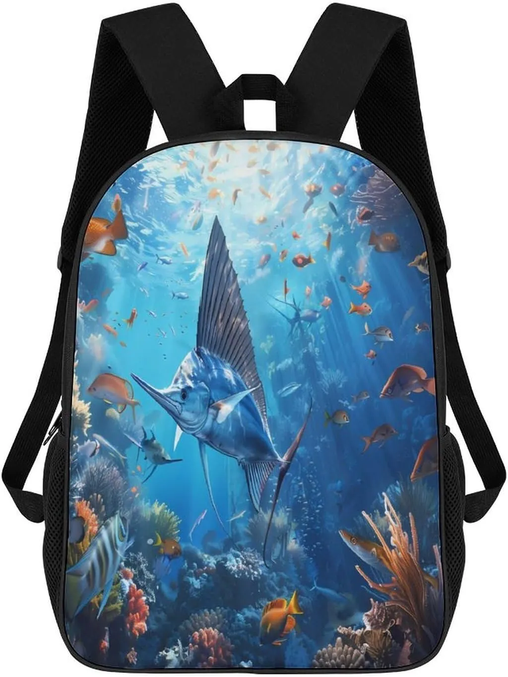 Sailfish Coral Reefs Travel Backpack 17 Inch Laptop Daypack Shoulder Bag with Adjustable Shoulder Straps for Men Women