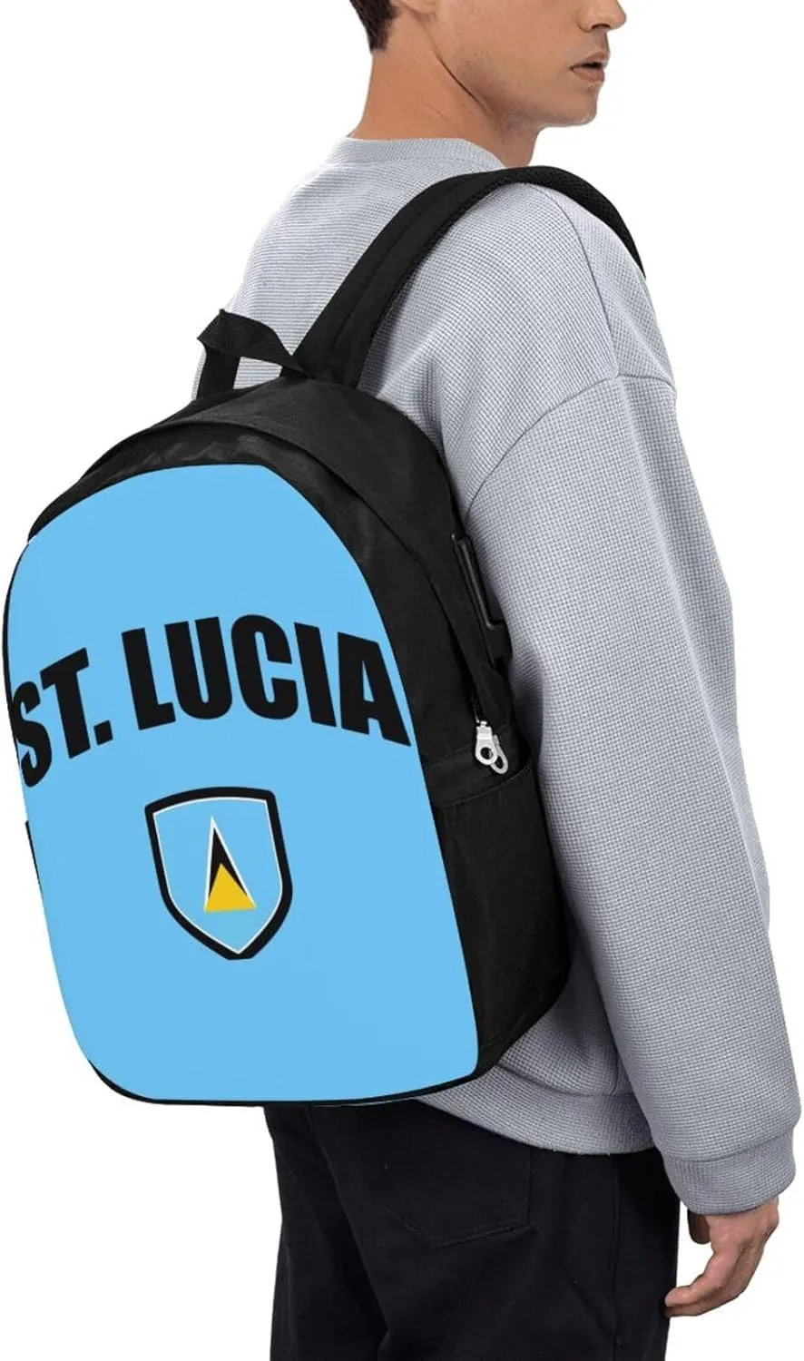 Saint Lucian Lucia Sport Flag Laptop Backpacks Travel Backpack Casual Business Daypack Sport Rucksack Computer Bag Fits up to 17 Inch Notebook with USB Port