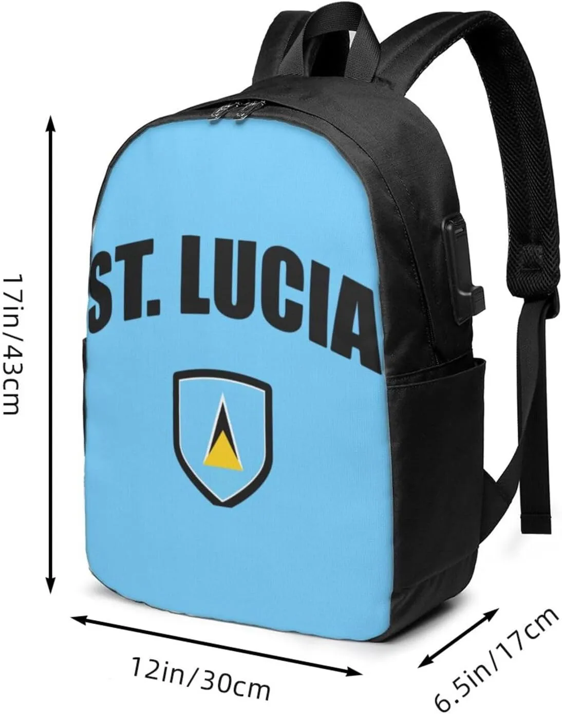 Saint Lucian Lucia Sport Flag Laptop Backpacks Travel Backpack Casual Business Daypack Sport Rucksack Computer Bag Fits up to 17 Inch Notebook with USB Port