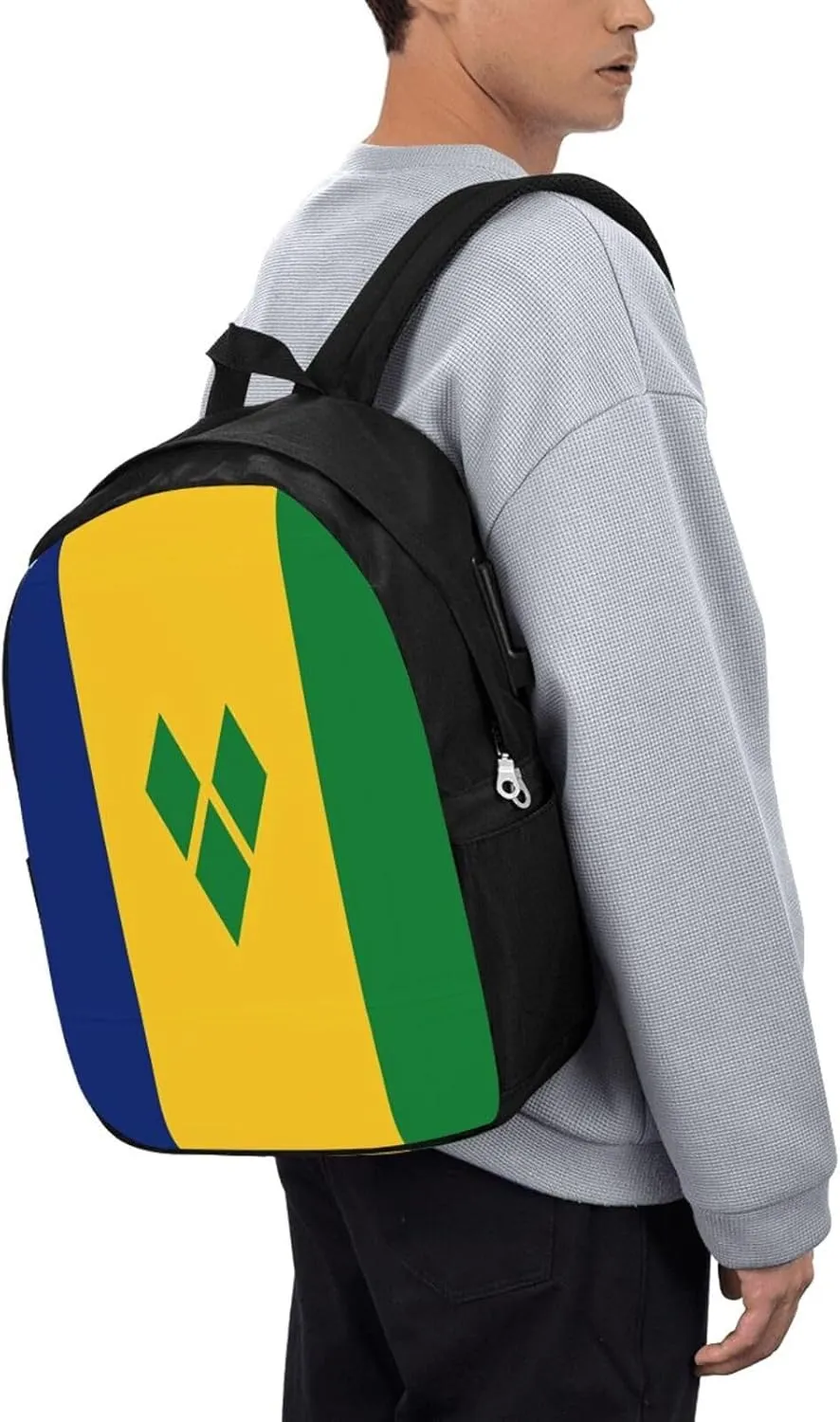 Saint Vincent Grenadines Flag Laptop Backpacks Travel Backpack Casual Business Daypack Sport Rucksack Computer Bag Fits up to 17 Inch Notebook with USB Port