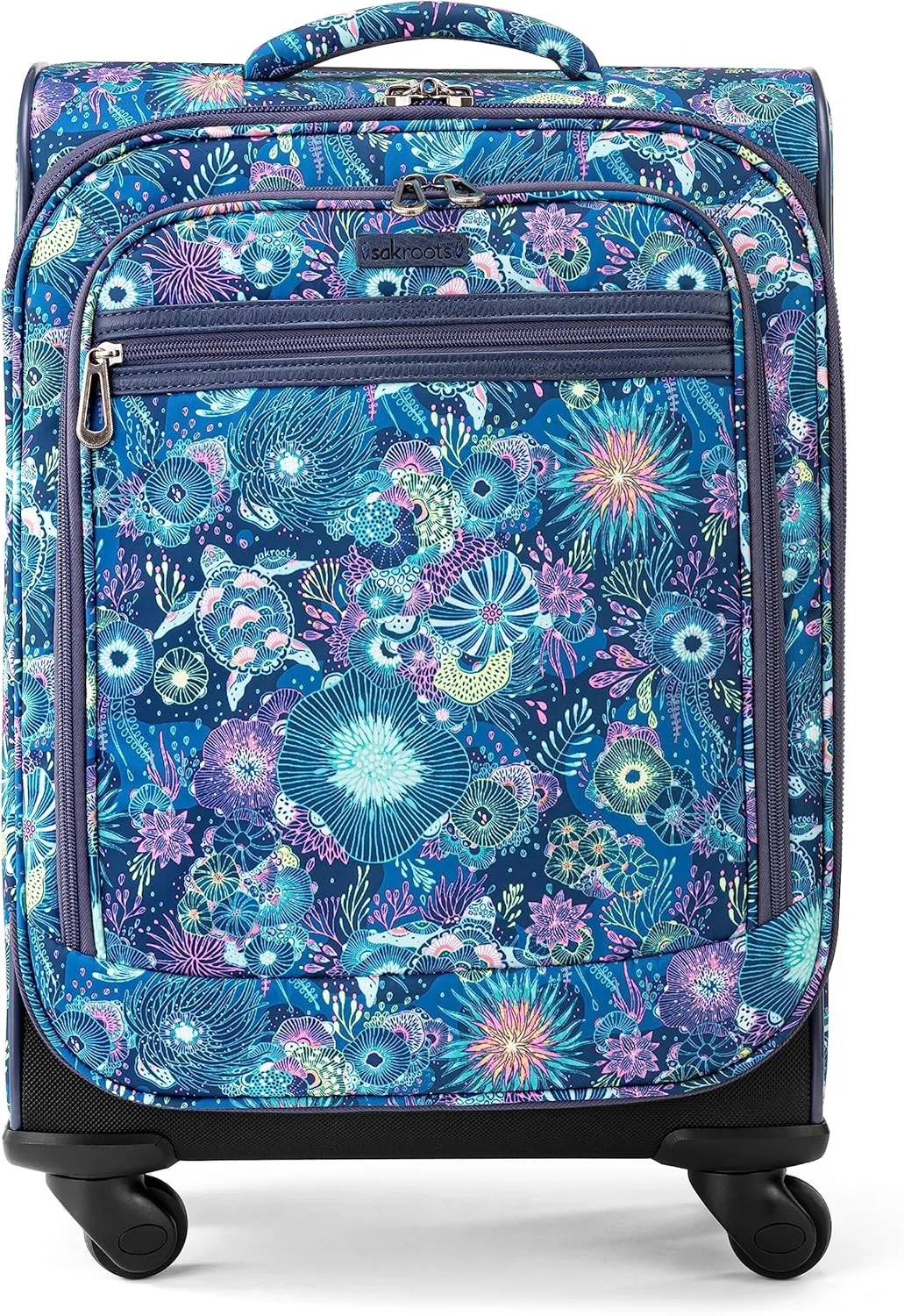 Sakroots On the Go 4 Piece Travel Bundle, Includes 21" Rolling Suitcase, Packable Large Tote, Medium & Small Pouches
