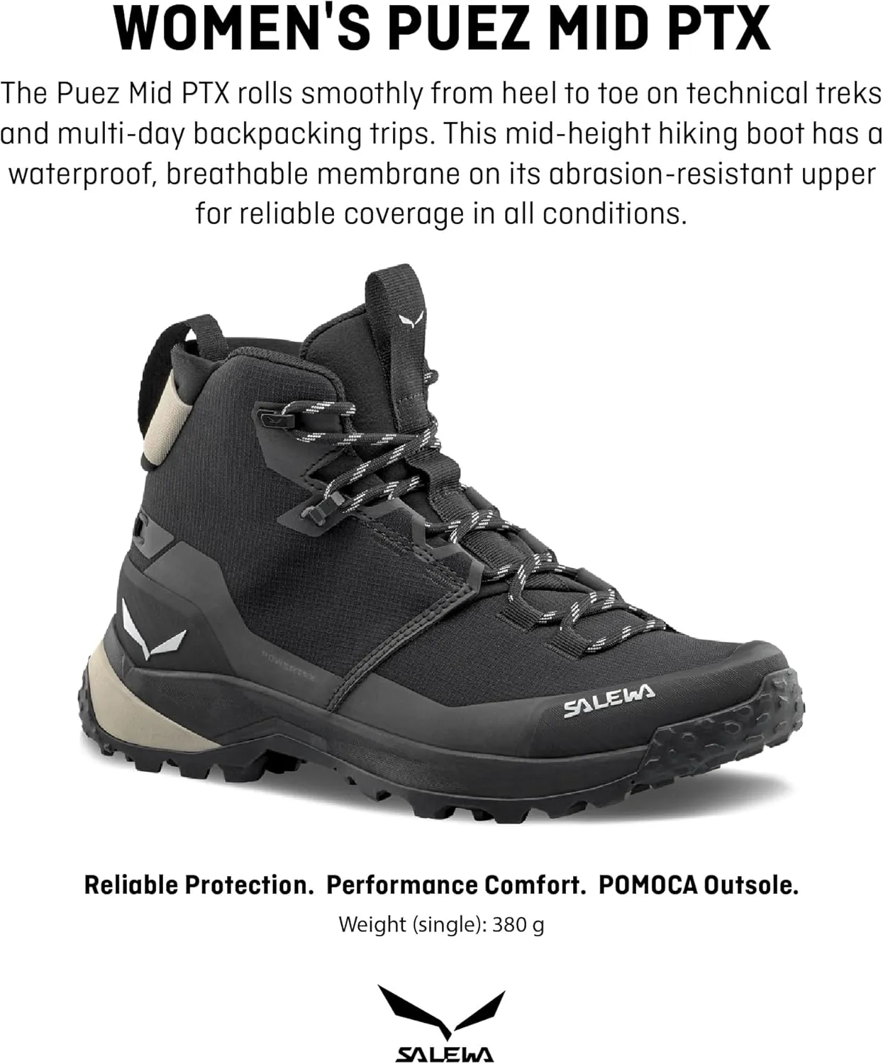 Salewa Women's Puez Mid Powertex Waterproof Trail Boot for Hiking & Trekking