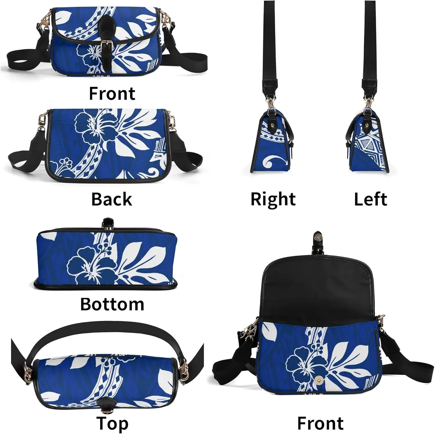 Samoa Hawaiian Tribal Design Floral Print Custom Crossbody Bag Polynesian Custom Women'S Crossbody Small Square Bag