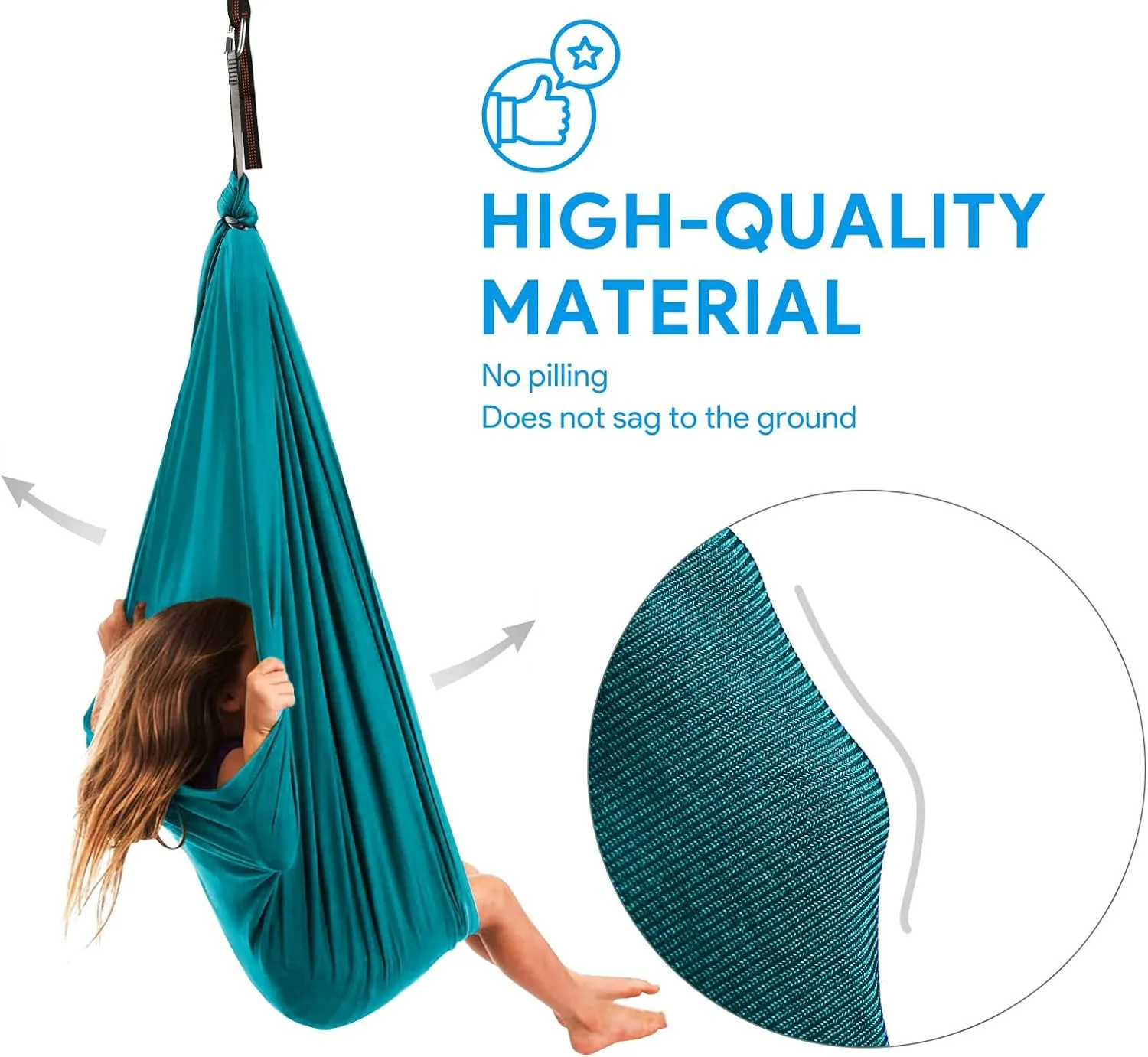 Satisure Sensory Swing, Therapy Swing for Kids & Adults, Cuddle Swing Indoor Outdoor, Swing Hammock for Child with Disorders, Autism, ADHD, Anxiety, Pod Swing Chair - 110" x 59"