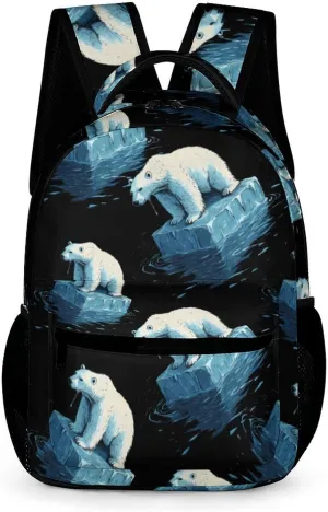 Save Polar Bears Melting Glaciers Casual Backpack Travel Laptop Cute Basic Shoulder Bag for Work Women & Men