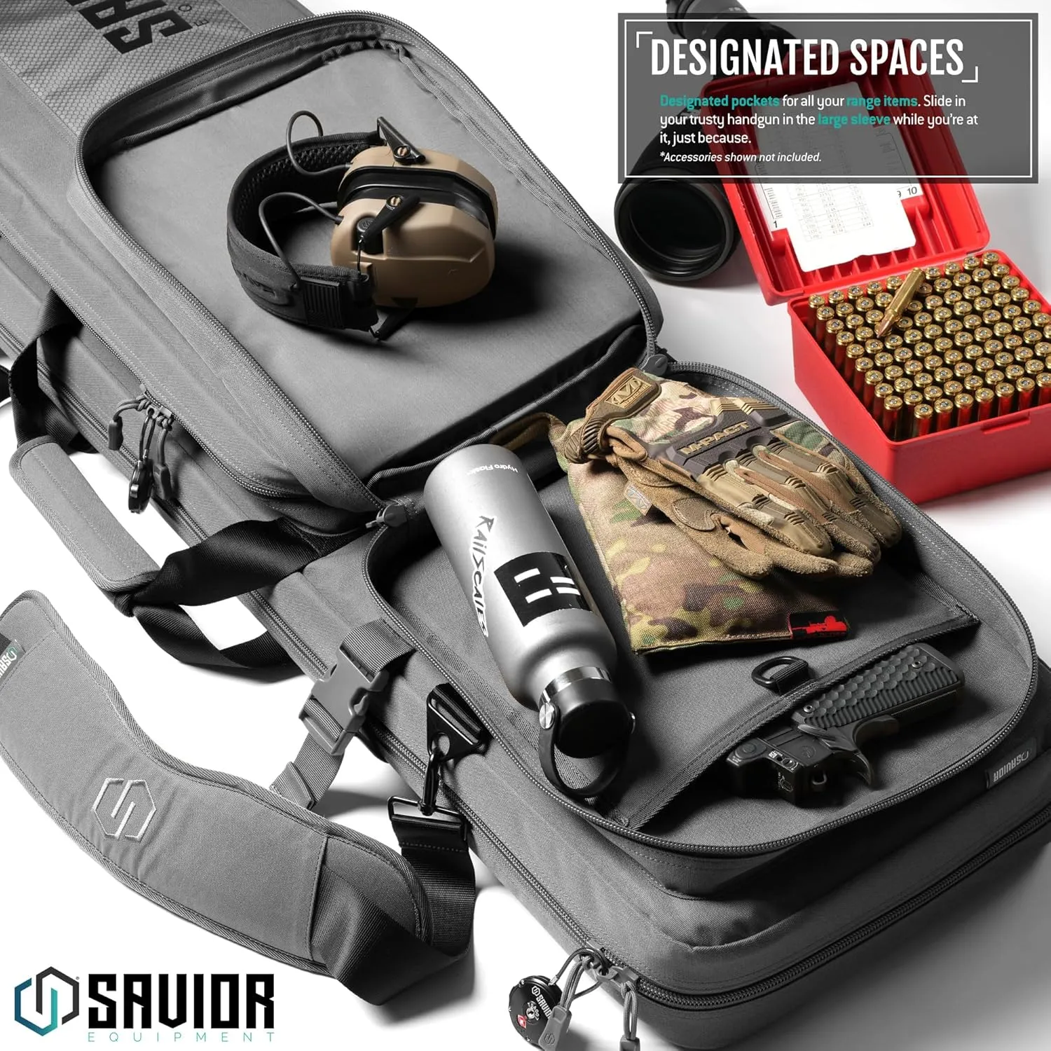 Savior Equipment Specialist Series LRP 47" 51" 55" Tactical Sniper Long Rifle Bag Long Range Precision Firearm Soft Case w/ 2 MOLLE Pouches, Scope Cover, Backpack & Shoulder Strap Included