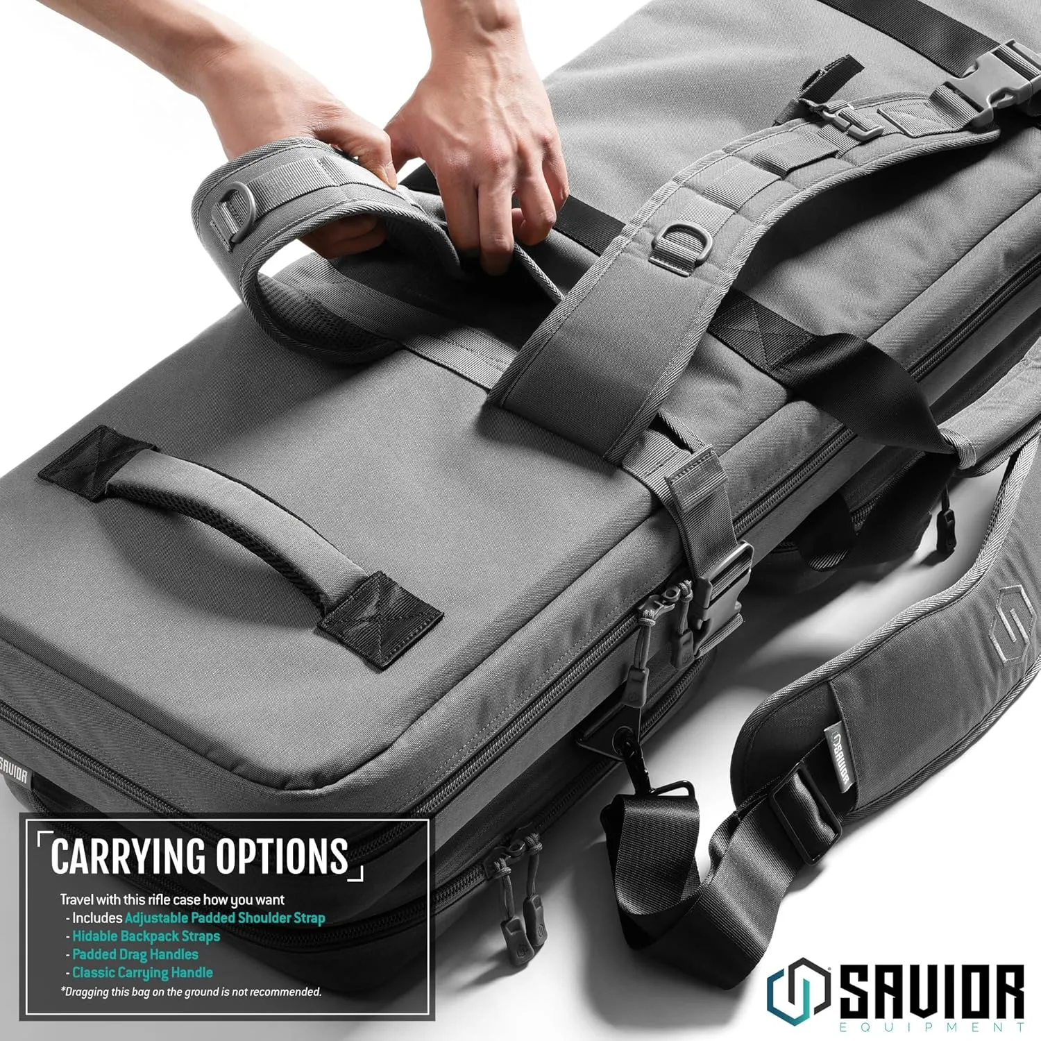 Savior Equipment Specialist Series LRP 47" 51" 55" Tactical Sniper Long Rifle Bag Long Range Precision Firearm Soft Case w/ 2 MOLLE Pouches, Scope Cover, Backpack & Shoulder Strap Included