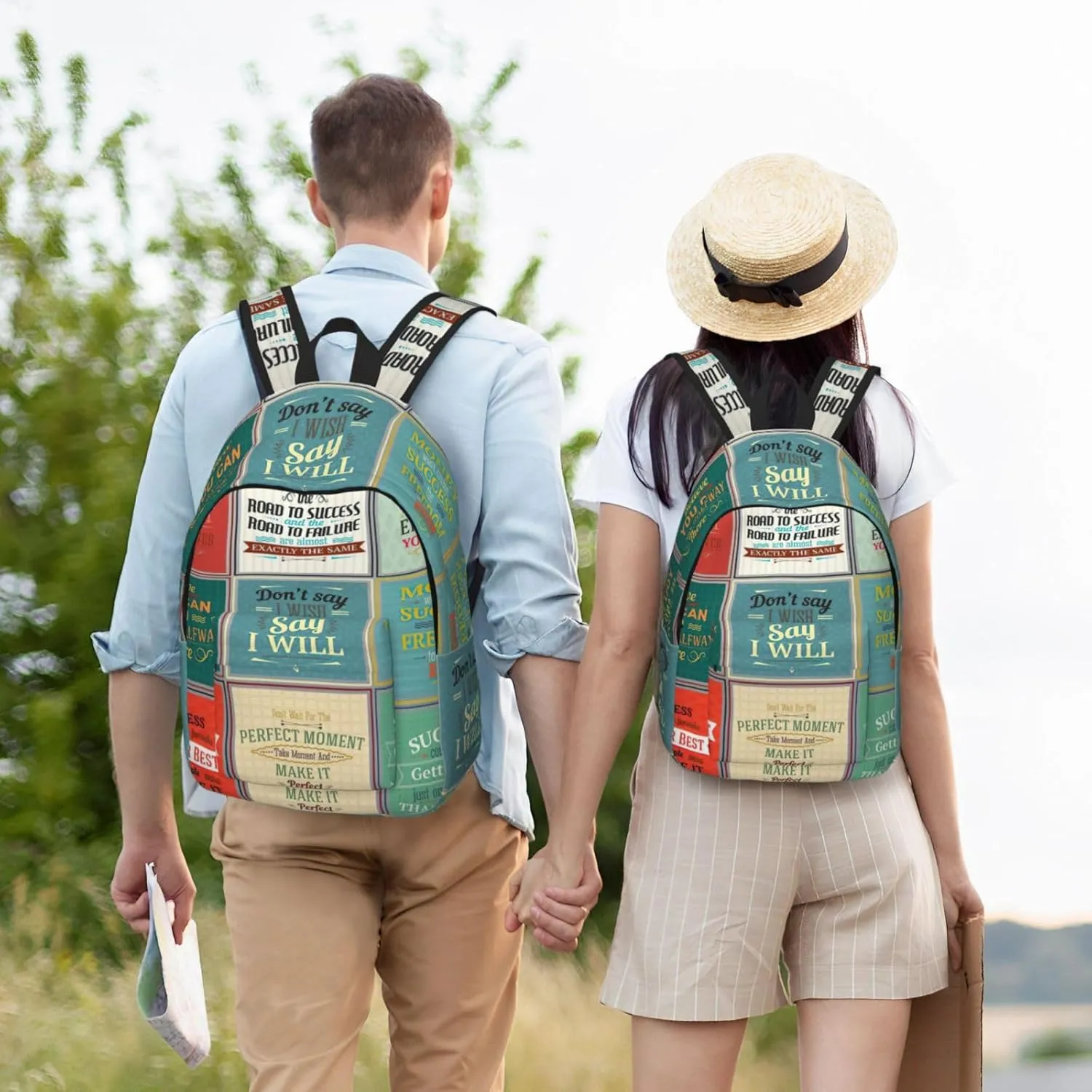 Sayings print Laptop Backpack for Women Men,Bookbag Casual Daypackfor College Work for Travel Computer
