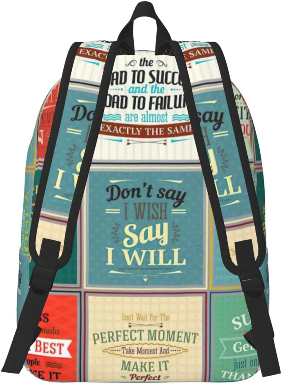 Sayings print Laptop Backpack for Women Men,Bookbag Casual Daypackfor College Work for Travel Computer