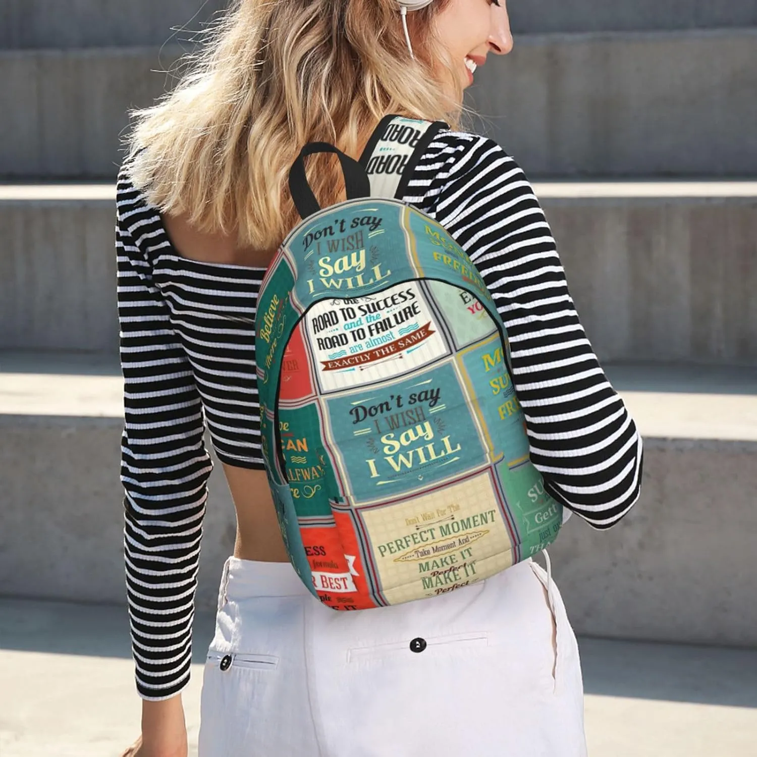 Sayings print Laptop Backpack for Women Men,Bookbag Casual Daypackfor College Work for Travel Computer