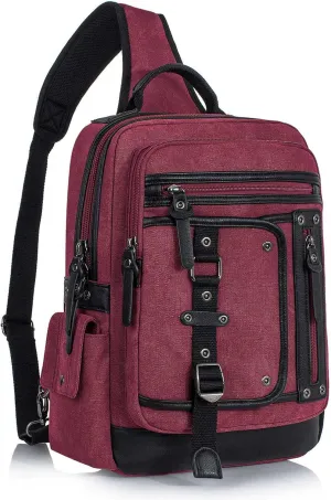 Schkleier Messenger Bag for Men Canvas Sling Bag Crossbody Backpack Laptop Shoulder Bag Hiking Daypacks Casual Tactical