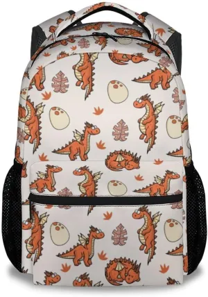 School Backpack for Boys - 17 Inch Large Capacity Aesthetic Kid Backpack - Orange Durable Dragon Bookbag for School, Travel and Camp