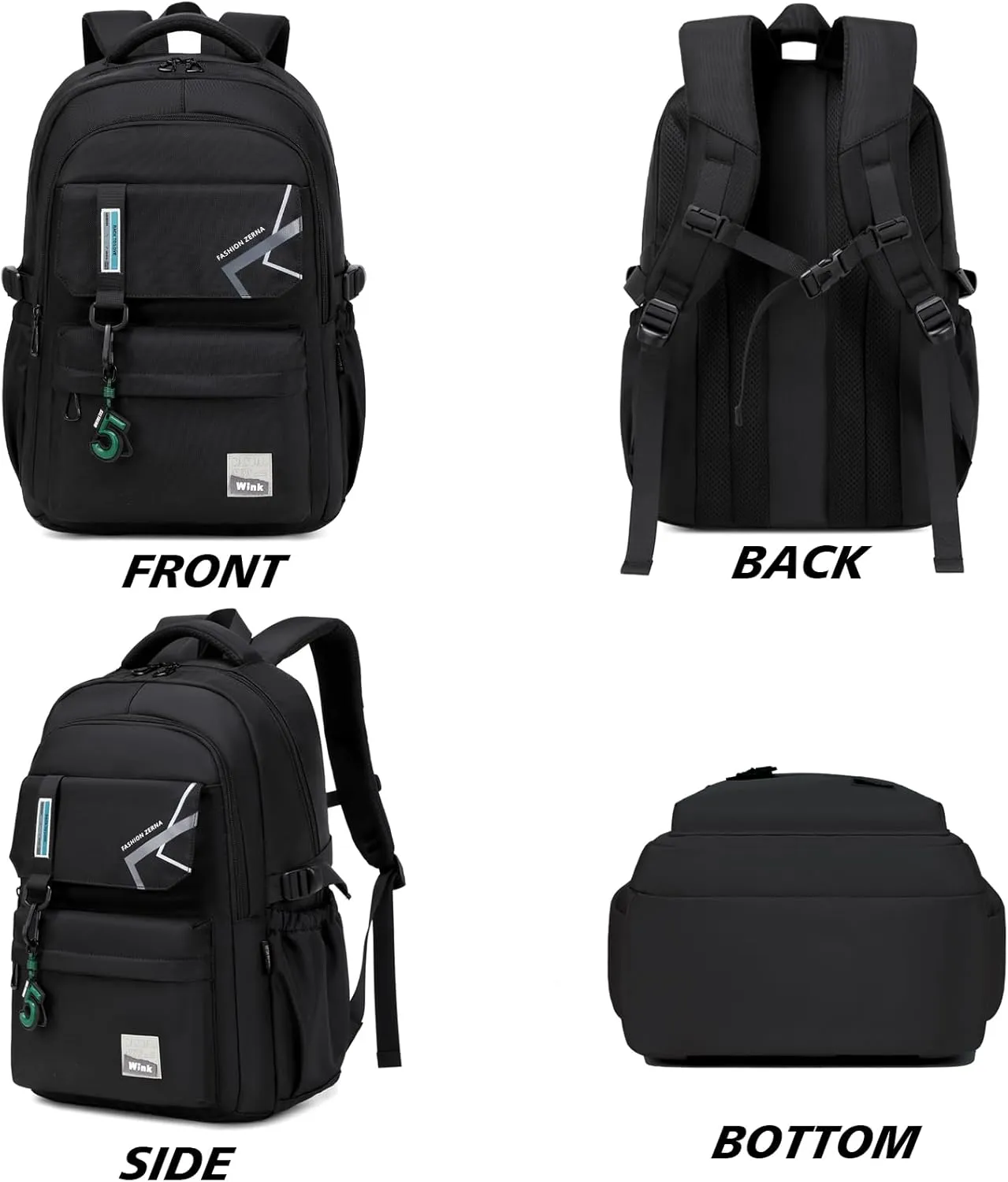 School Backpack for Boys Middle School Elementary Bookbags for Teens Boys, Waterproof Lightweight Casual Daypack(Black)