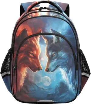 School Backpack for Boys Teen Bookbag Book Bags Wolf Confront Casual Daypack Travel High Middle School Student