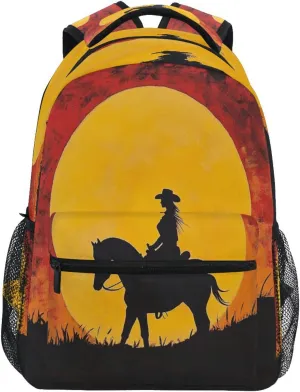 School Backpack for Teenager Fashion School Bag with Chest Strap for Business Work College Travel Trip Western Cowgirl