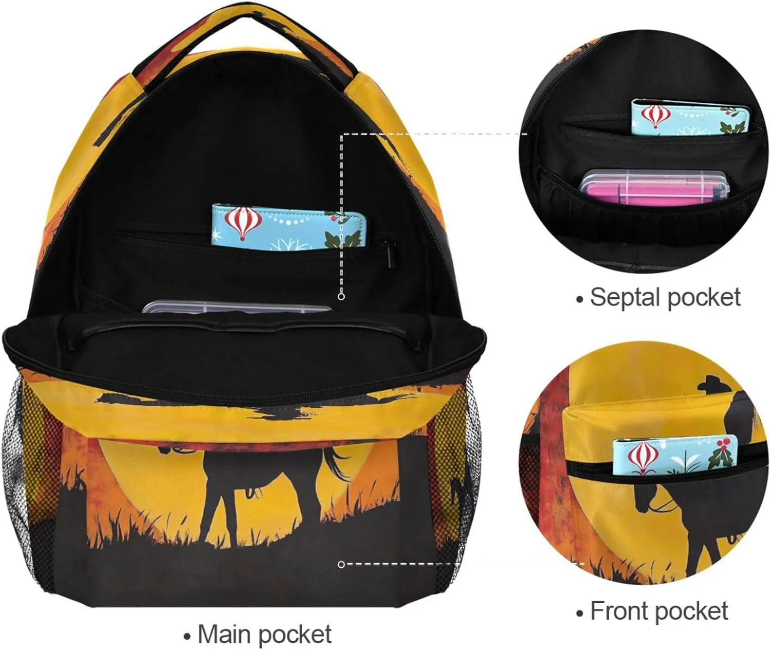 School Backpack for Teenager Fashion School Bag with Chest Strap for Business Work College Travel Trip Western Cowgirl