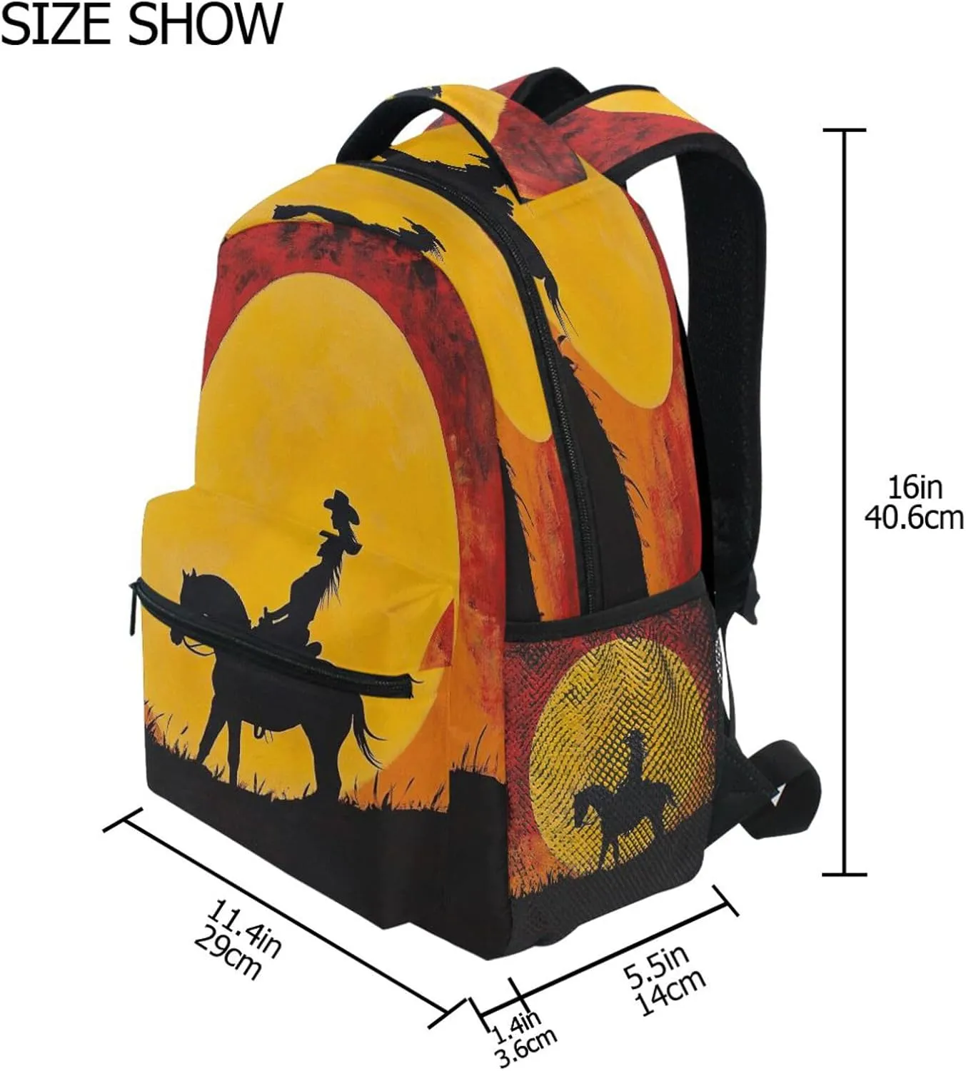 School Backpack for Teenager Fashion School Bag with Chest Strap for Business Work College Travel Trip Western Cowgirl