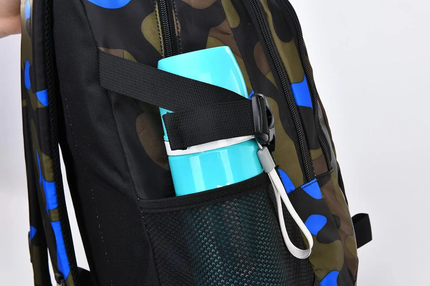 School Backpack Lunch Box Set Water Repellent Casual Daypack Lightweight Bookbags for Kids (CX Camo Blue Set)